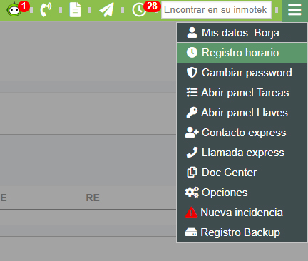 Gestor horario en inmotek